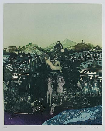 再入荷 銅版画 : 山下清澄 ヴィラ・アドリアーノ／イタリアの幻想